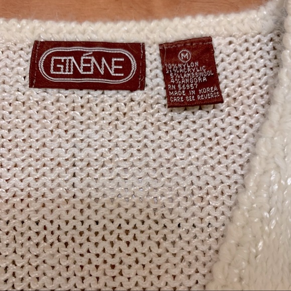 Vintage 80's Ginenne Soft Blend Pastel V-neck Sweater Size M - Picture 4 of 6